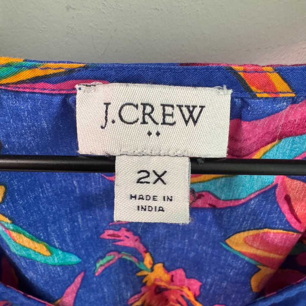 J.Crew Womens 2X Tropical Floral Matching Set Top and Tiered Skirt BR770 Blue - Picture 3 of 11
